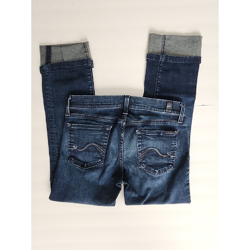 7 for all mankind Jeans dark was cuffed bottom straight leg size 28 - Picture 7 of 9